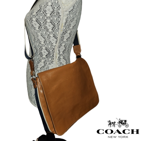Coach Tan Leather Heritage Web Map Messenger Bag - Picture 3 of 15
